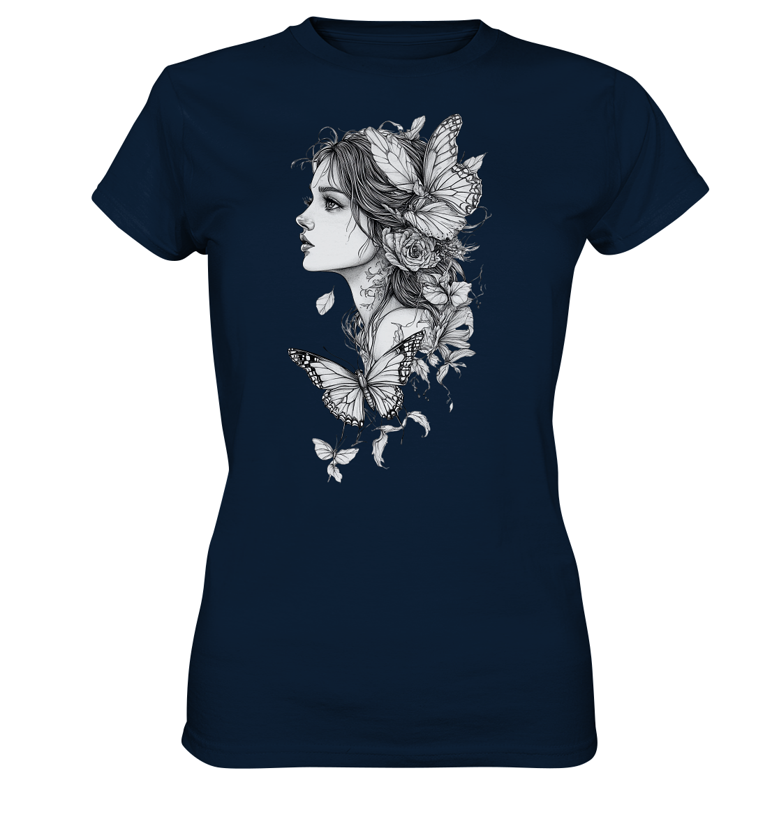 Schmetterlings Frau nur Vorderseiten Druck - Ladies Premium Shirt
