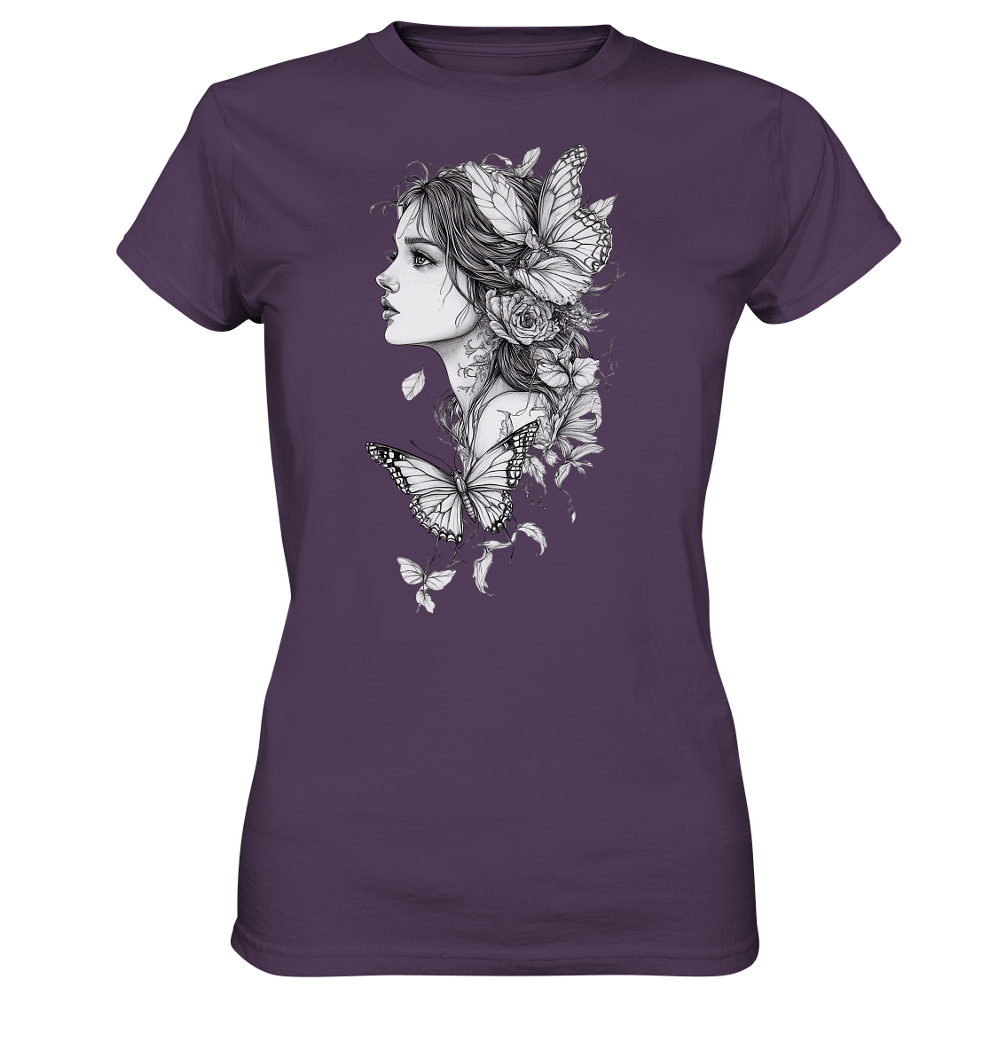 Schmetterlings Frau nur Vorderseiten Druck - Ladies Premium Shirt