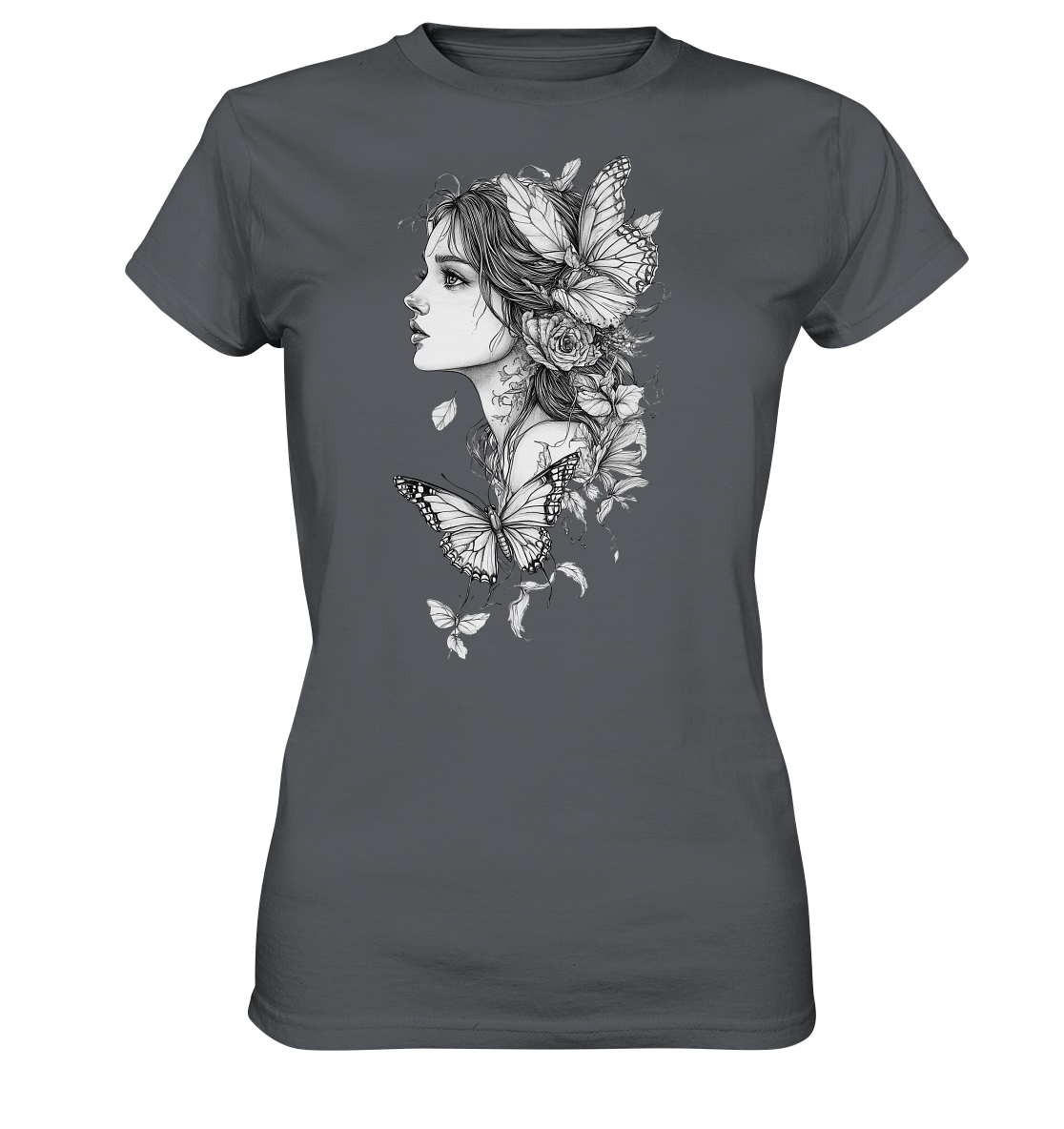 Schmetterlings Frau nur Vorderseiten Druck - Ladies Premium Shirt