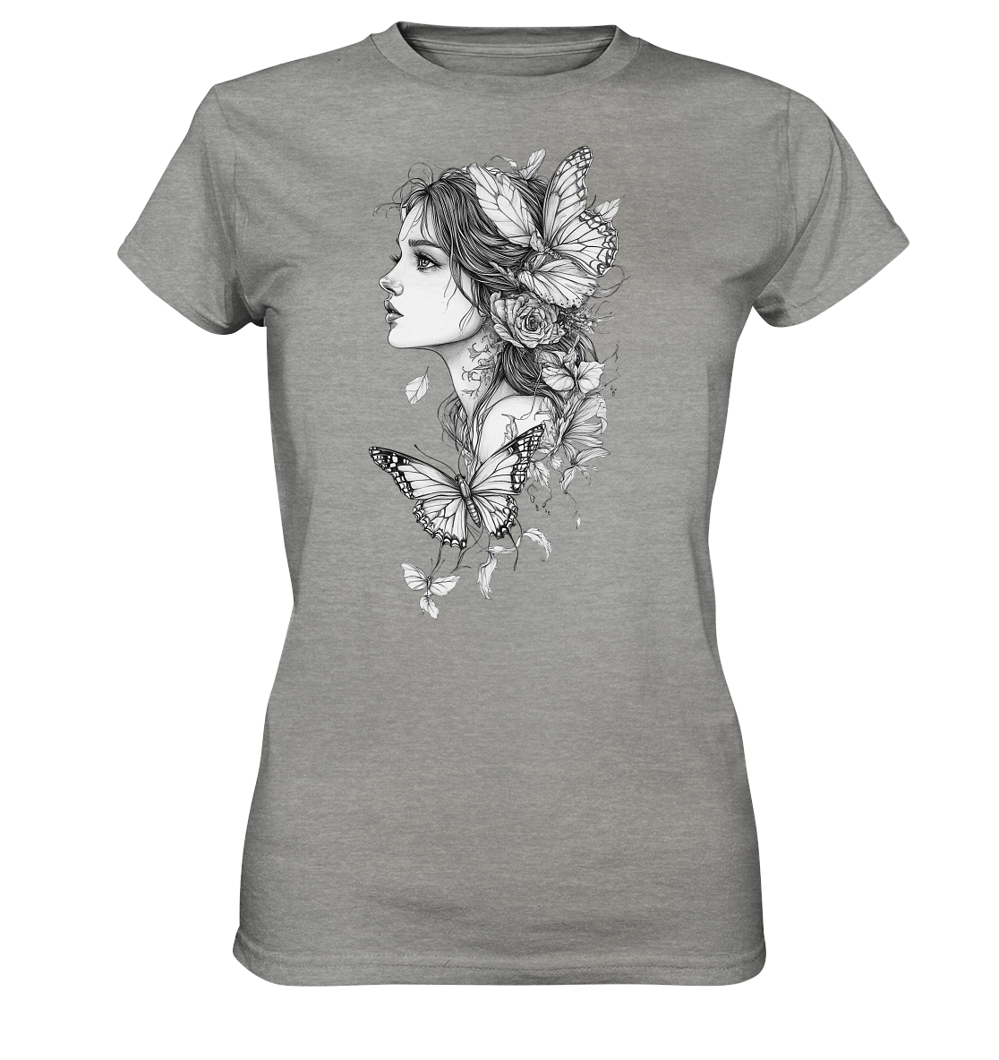 Schmetterlings Frau nur Vorderseiten Druck - Ladies Premium Shirt