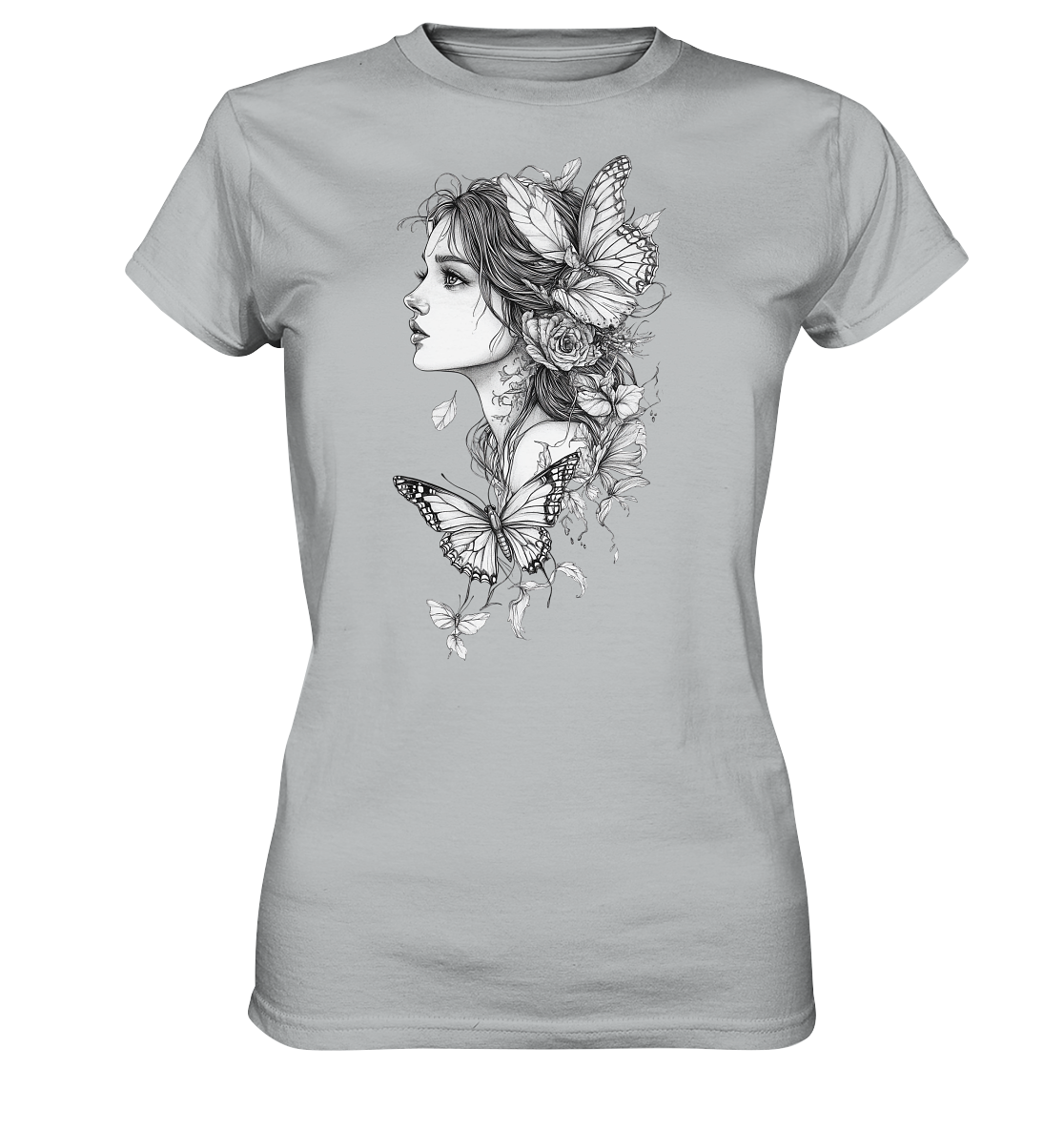 Schmetterlings Frau nur Vorderseiten Druck - Ladies Premium Shirt