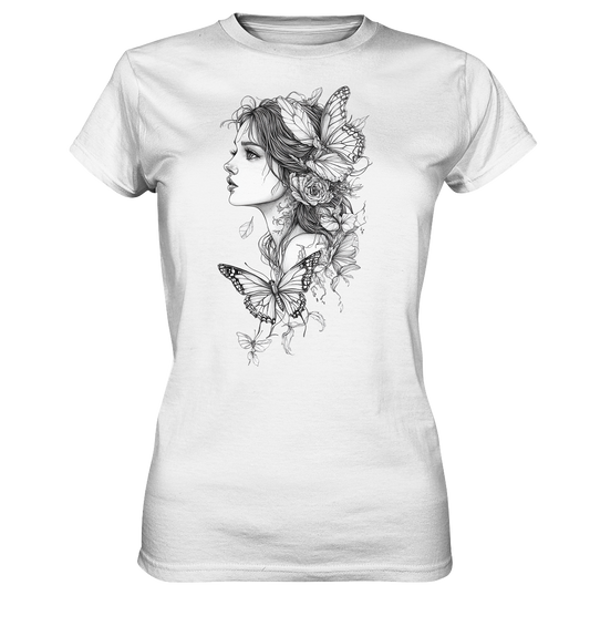 Schmetterlings Frau nur Vorderseiten Druck - Ladies Premium Shirt