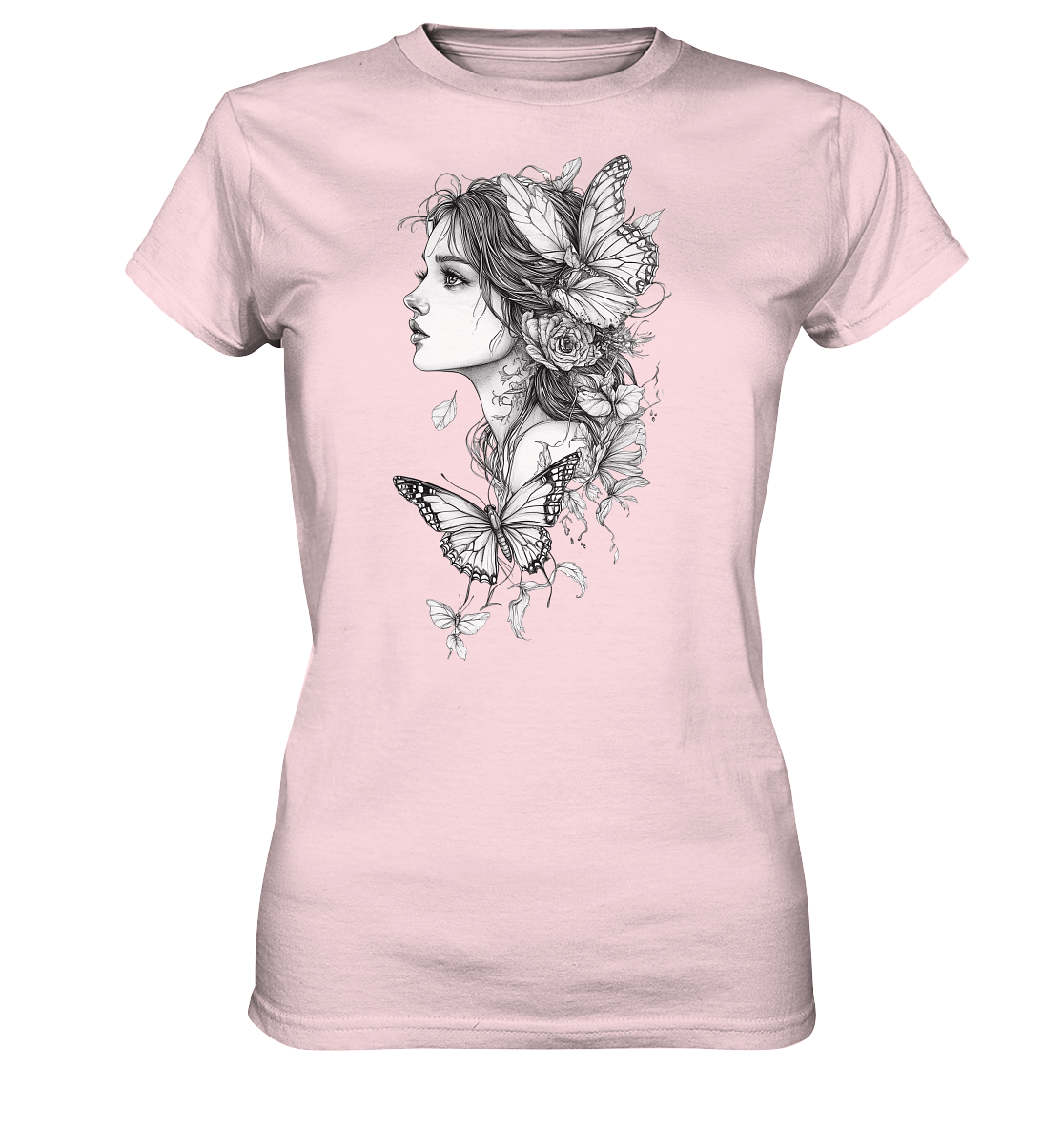 Schmetterlings Frau nur Vorderseiten Druck - Ladies Premium Shirt