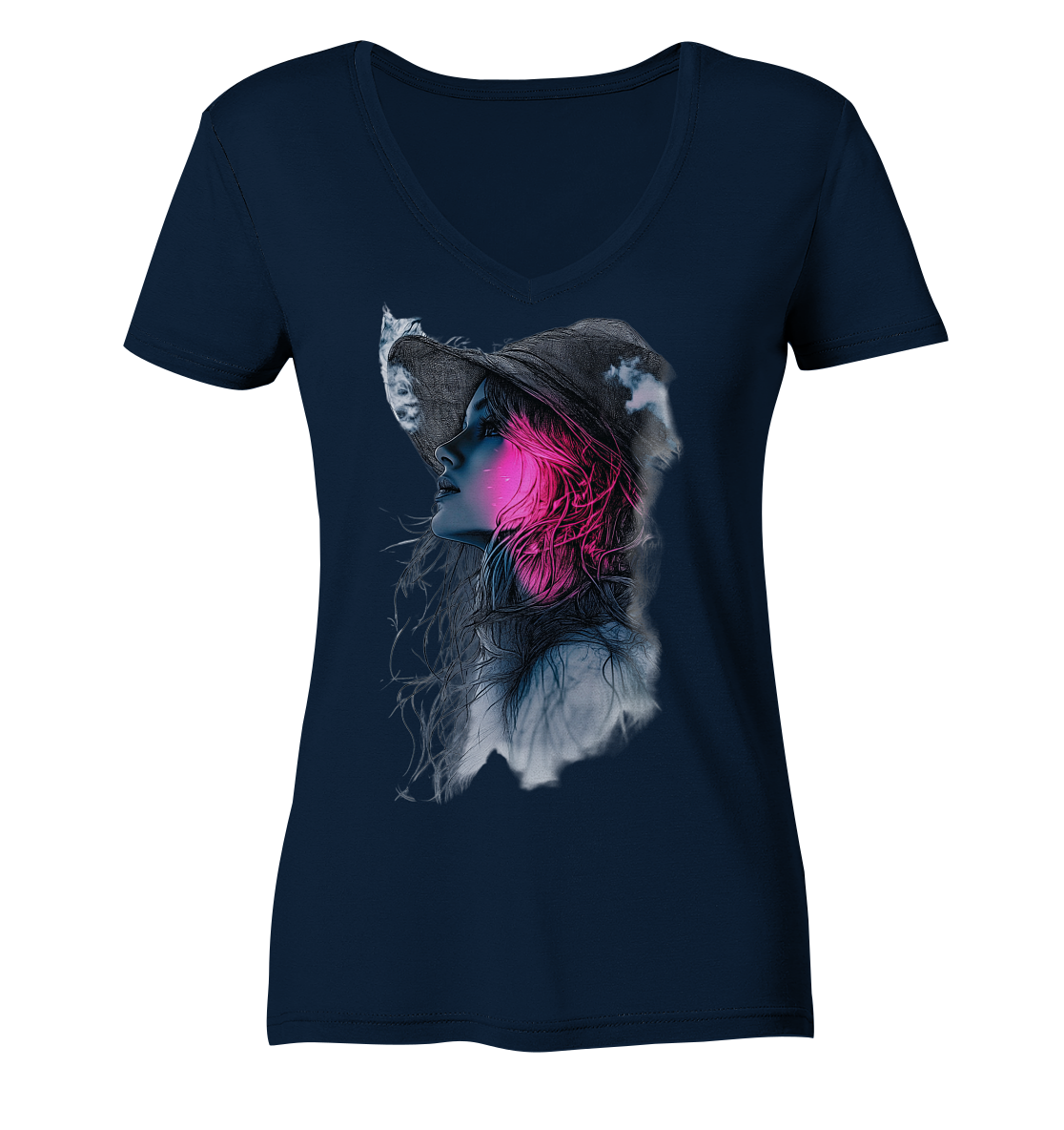 Frau (Vorderseiten Druck) - Ladies V-Neck Shirt
