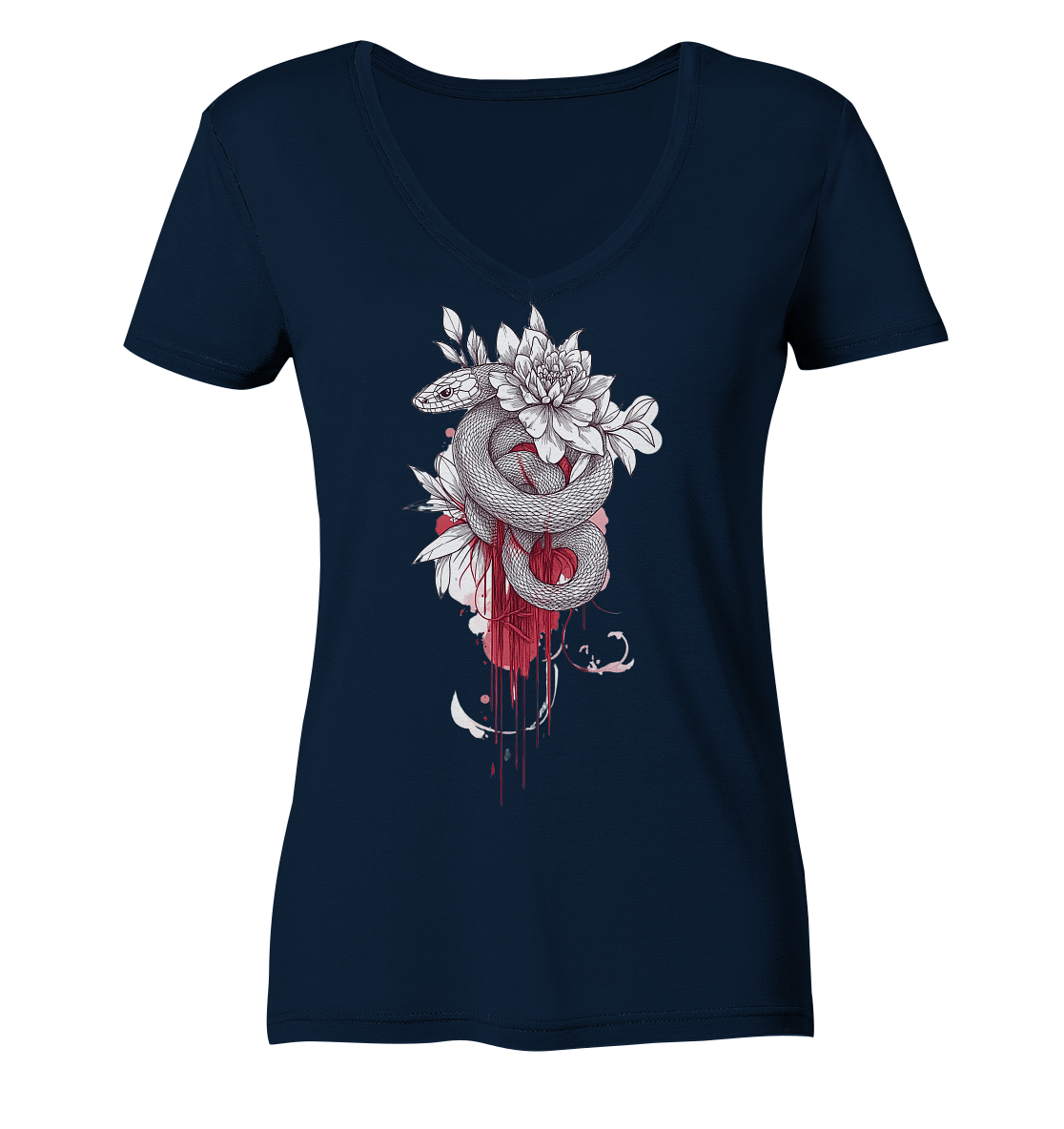 Schlange nur Vorderseiten Druck - Ladies V-Neck Shirt