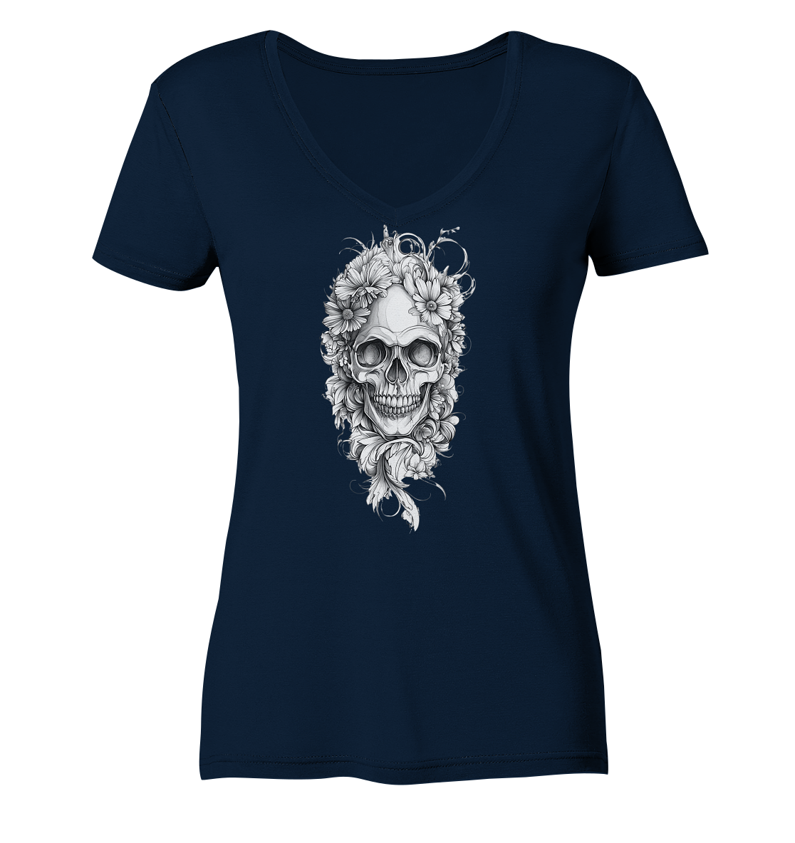Totenkopfs Blüte  - Ladies V-Neck Shirt