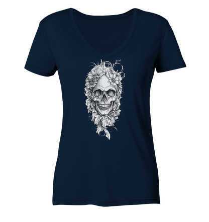 Totenkopfs Blüte  - Ladies V-Neck Shirt