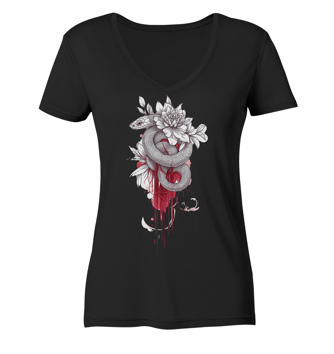 Schlange nur Vorderseiten Druck - Ladies V-Neck Shirt