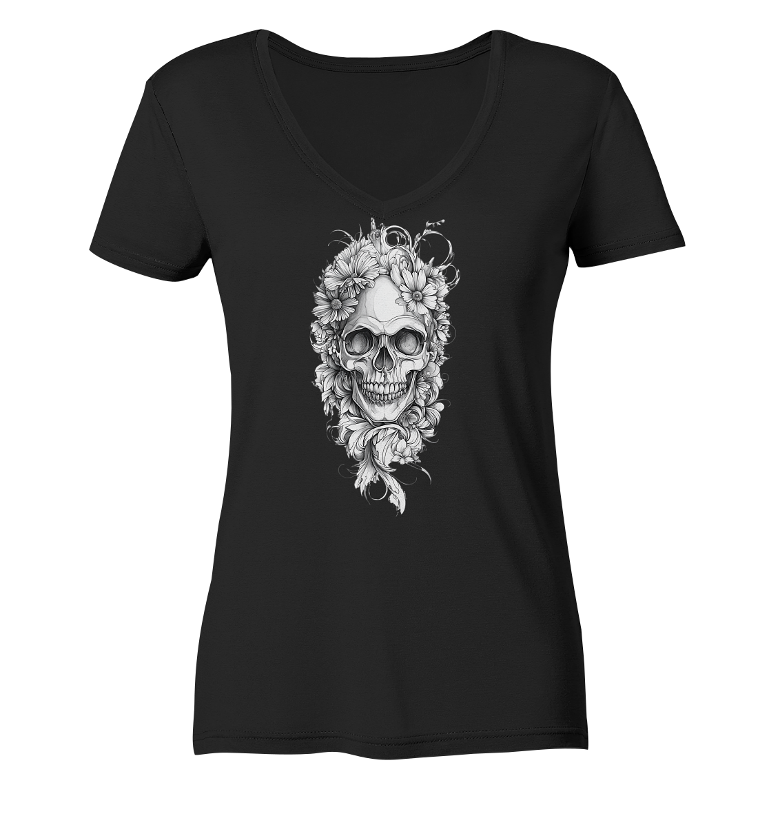 Totenkopfs Blüte  - Ladies V-Neck Shirt