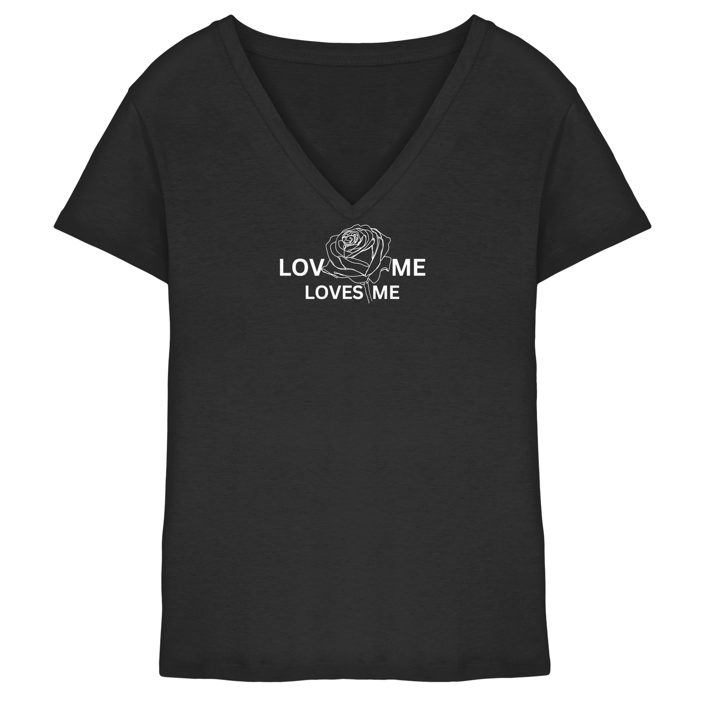 LOVES ME (Schwarz) - Ladies V-Neck Shirt