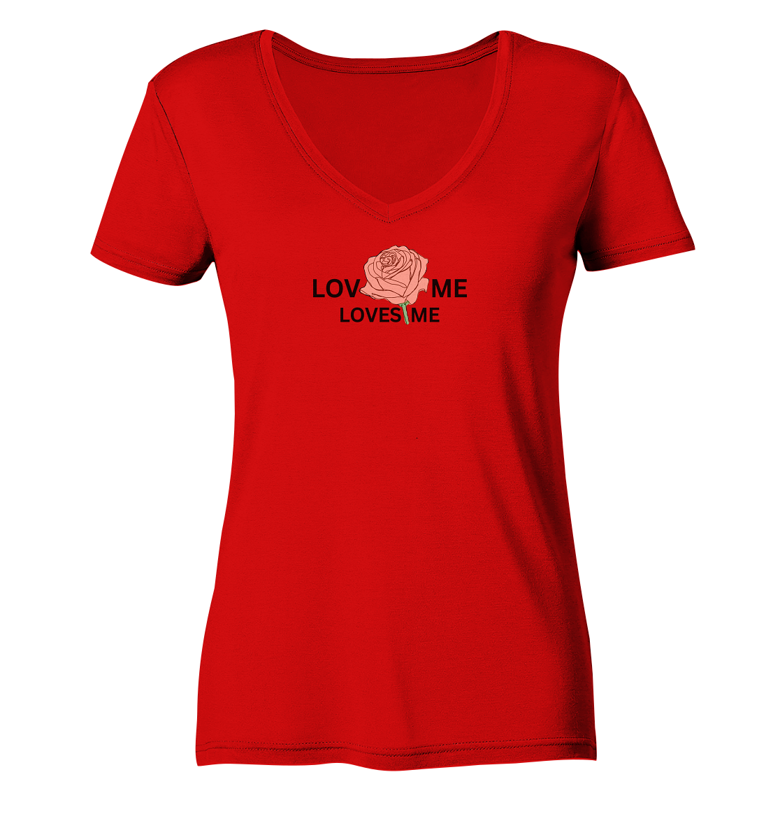 LOVES ME (Rote Rose) - Ladies V-Neck Shirt
