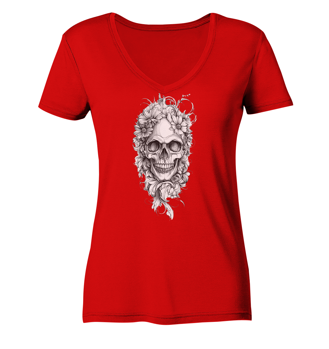 Totenkopfs Blüte  - Ladies V-Neck Shirt