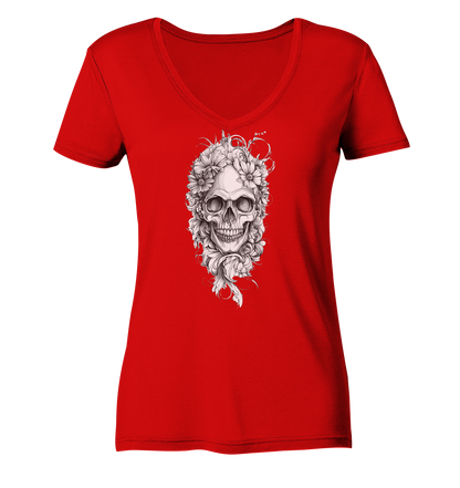 Totenkopfs Blüte  - Ladies V-Neck Shirt