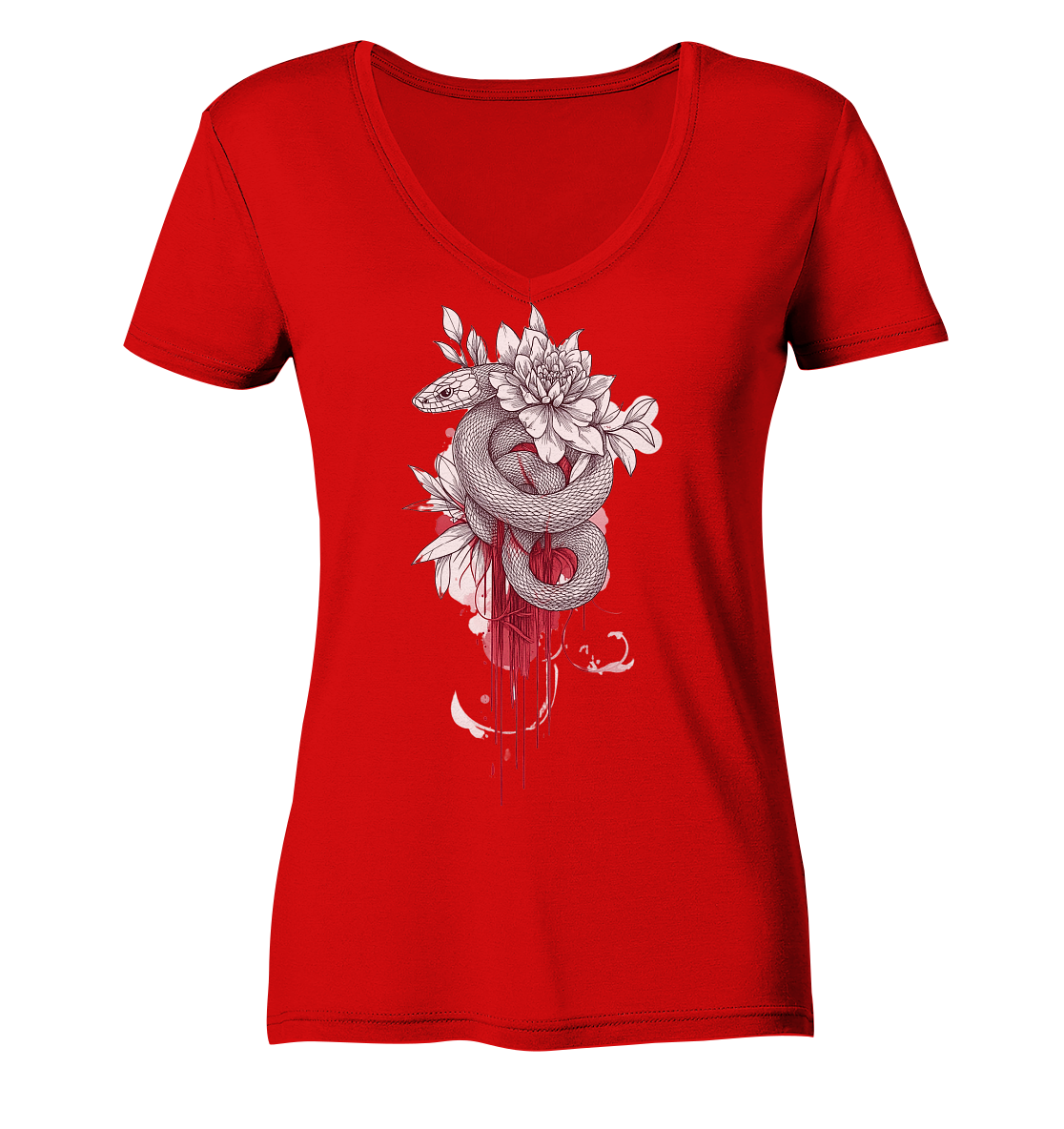 Schlange nur Vorderseiten Druck - Ladies V-Neck Shirt