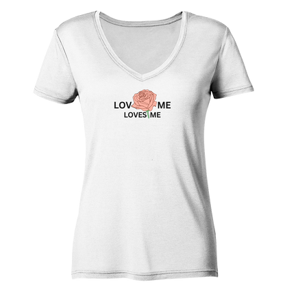 LOVES ME (Rote Rose) - Ladies V-Neck Shirt