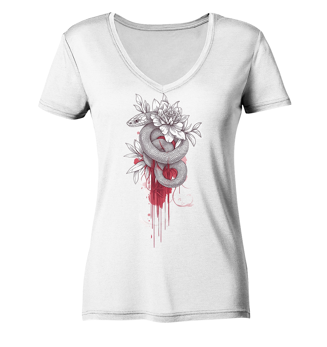 Schlange nur Vorderseiten Druck - Ladies V-Neck Shirt