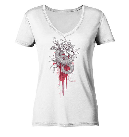 Schlange nur Vorderseiten Druck - Ladies V-Neck Shirt