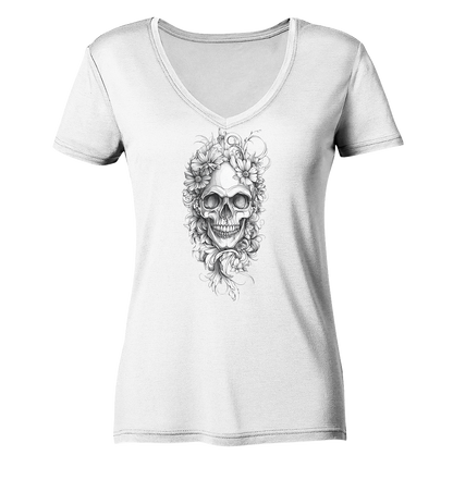 Totenkopfs Blüte  - Ladies V-Neck Shirt
