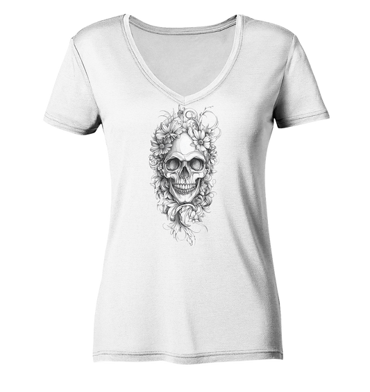 Totenkopfs Blüte  - Ladies V-Neck Shirt