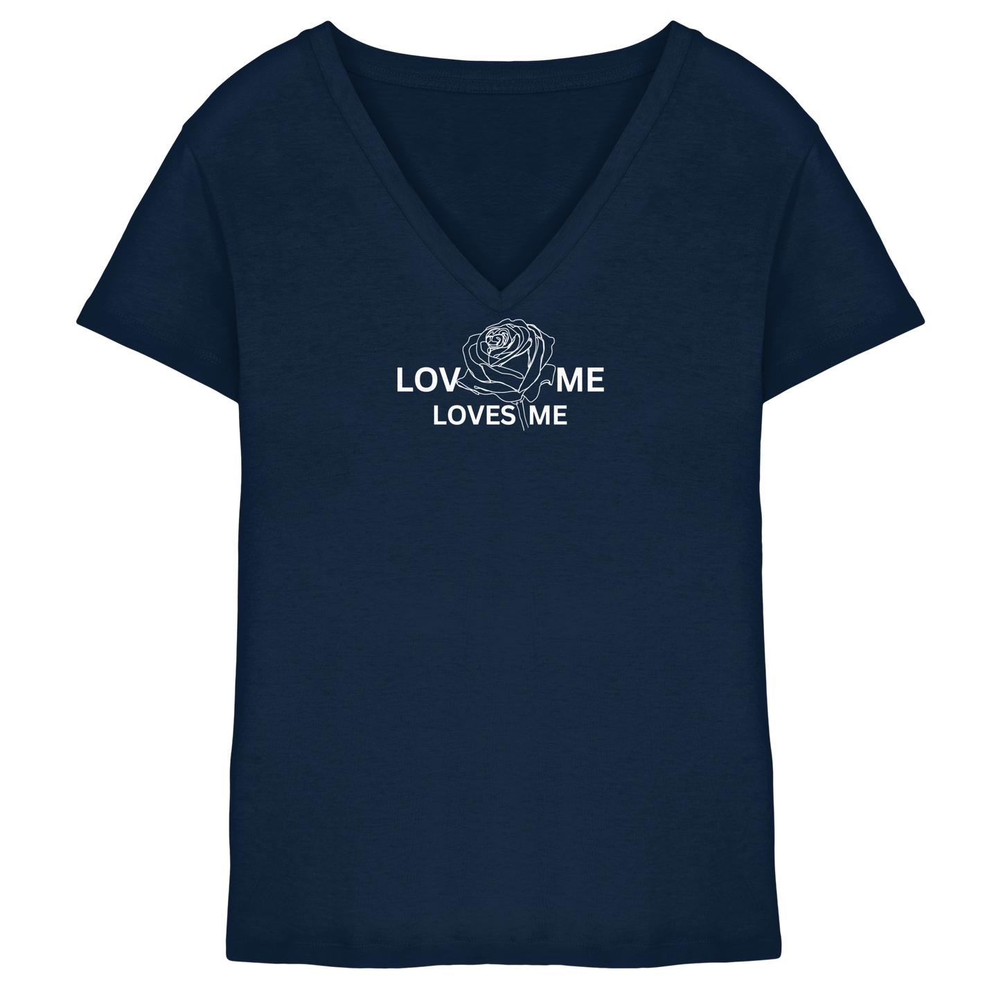 LOVES ME (Schwarz) - Ladies V-Neck Shirt