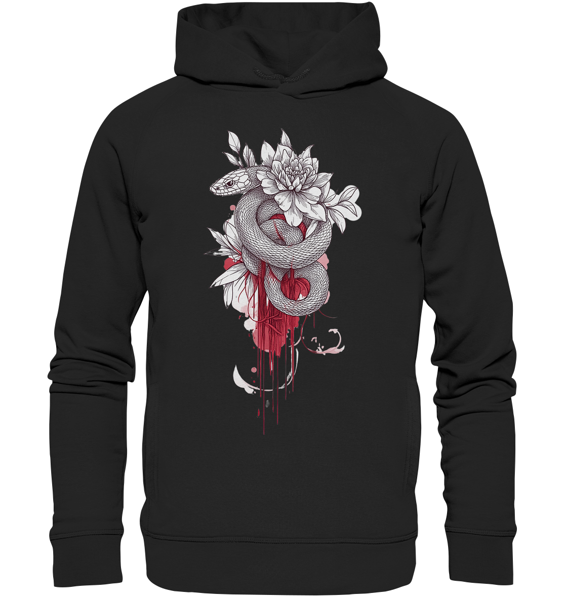Schlange nur Vorderseiten Druck - Organic Fashion Hoodie
