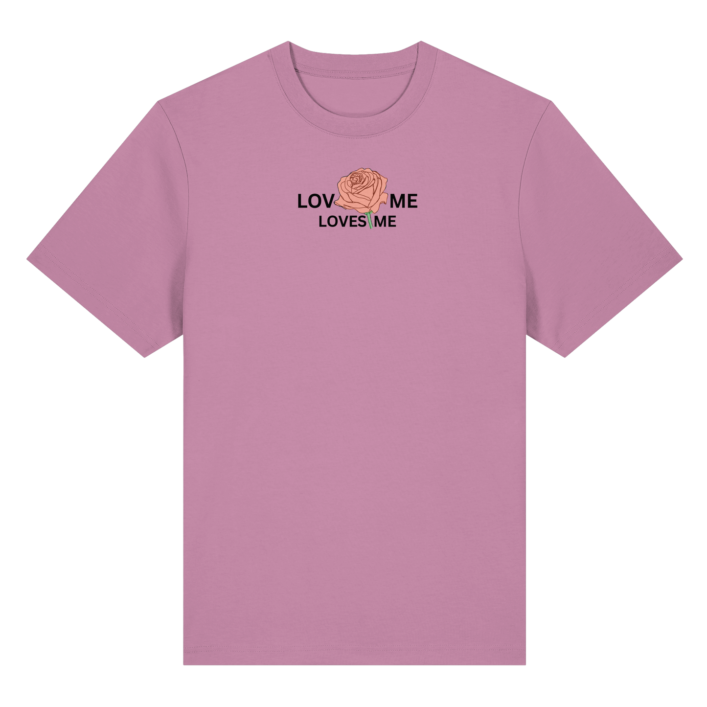 LOVES ME (Rote Rose) Vorderseite und Rückseite- Organic Heavy T-Shirt