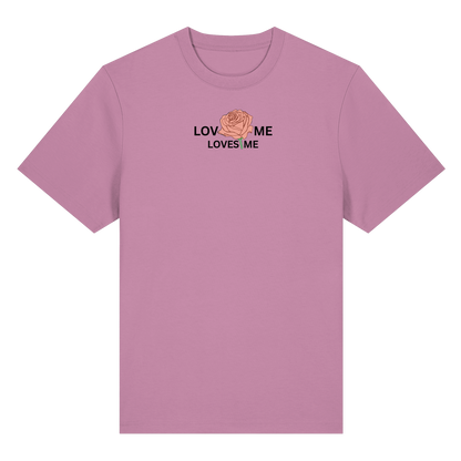 LOVES ME (Rote Rose) Vorderseite und Rückseite- Organic Heavy T-Shirt