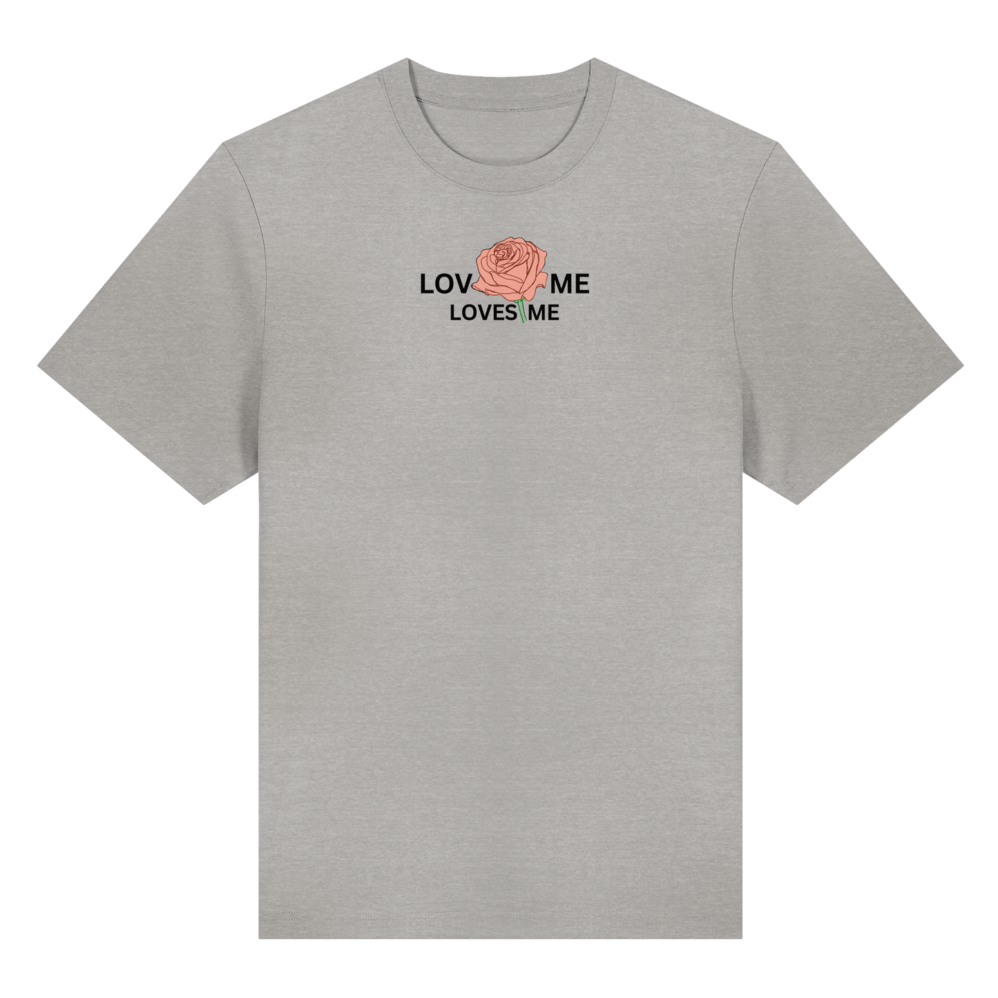 LOVES ME (Rote Rose) Vorderseite und Rückseite- Organic Heavy T-Shirt
