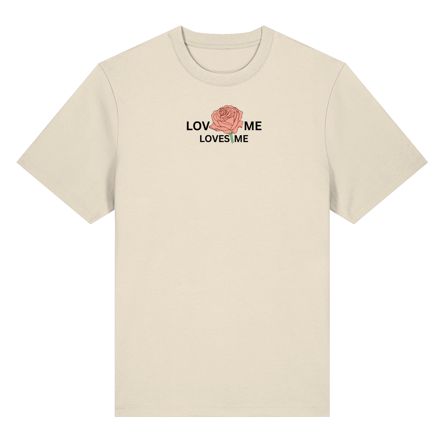 LOVES ME (Rote Rose) Vorderseite und Rückseite- Organic Heavy T-Shirt