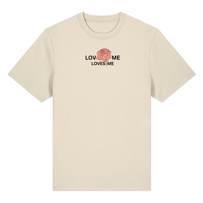 LOVES ME (Rote Rose) Vorderseite und Rückseite- Organic Heavy T-Shirt