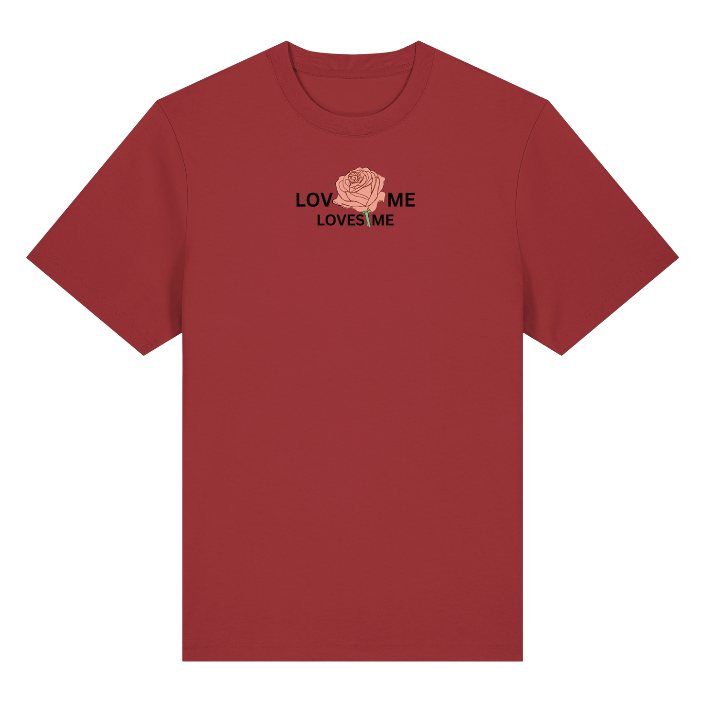 LOVES ME (Rote Rose) Vorderseite und Rückseite- Organic Heavy T-Shirt