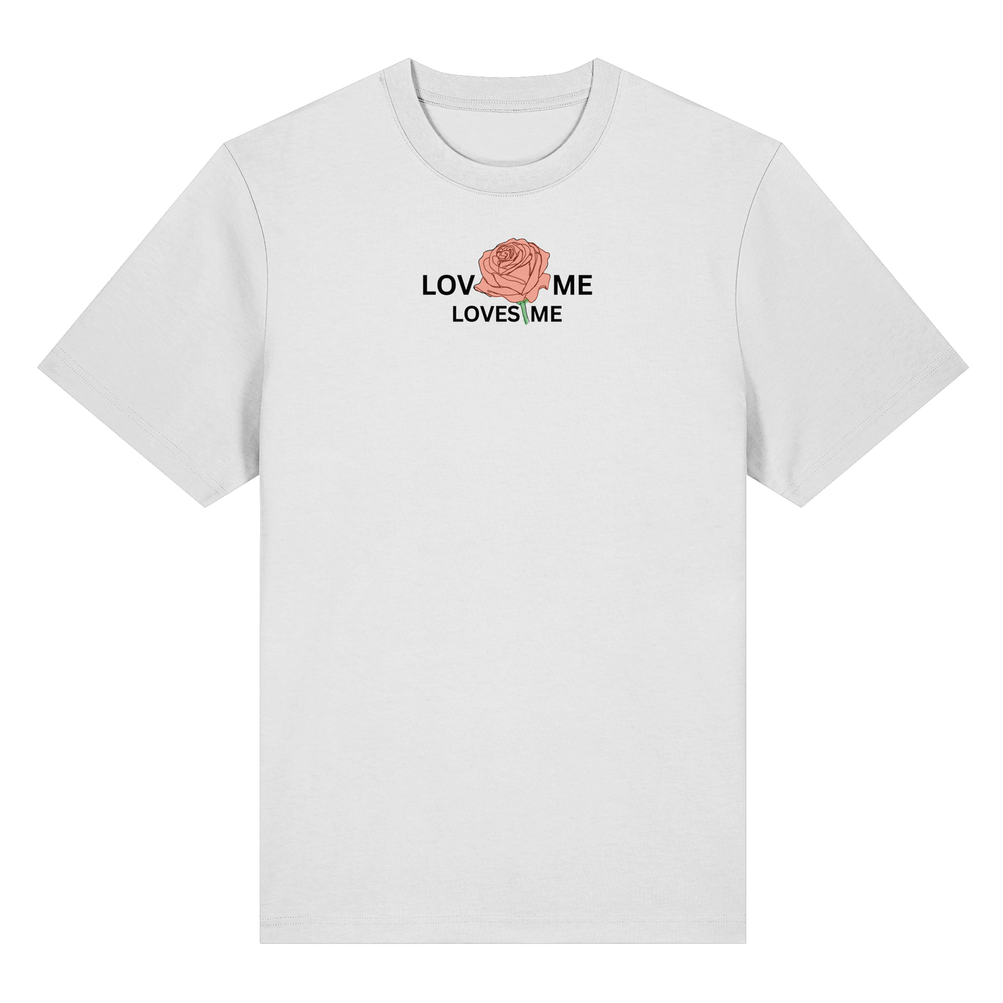 LOVES ME (Rote Rose) Vorderseite und Rückseite- Organic Heavy T-Shirt