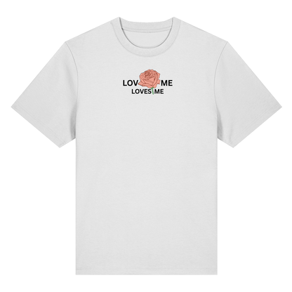 LOVES ME (Rote Rose) Vorderseite und Rückseite- Organic Heavy T-Shirt