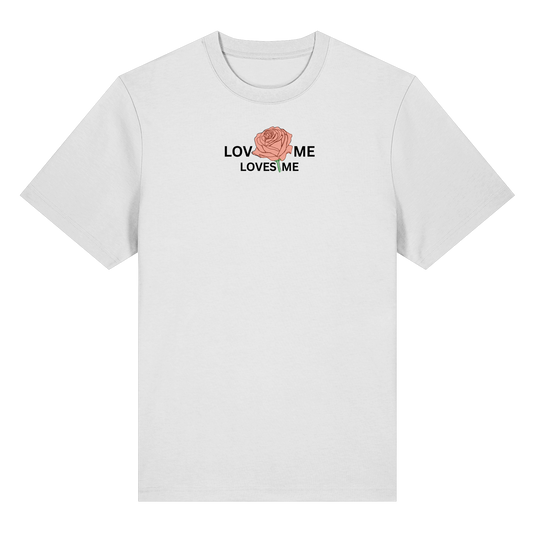 LOVES ME (Rote Rose) Vorderseite und Rückseite- Organic Heavy T-Shirt