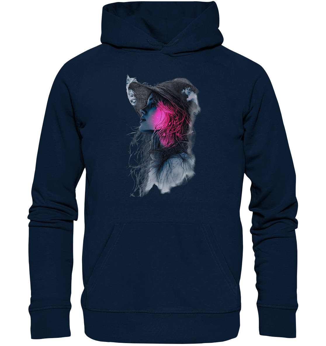 Frau (Vorderseiten Druck) - Organic Hoodie