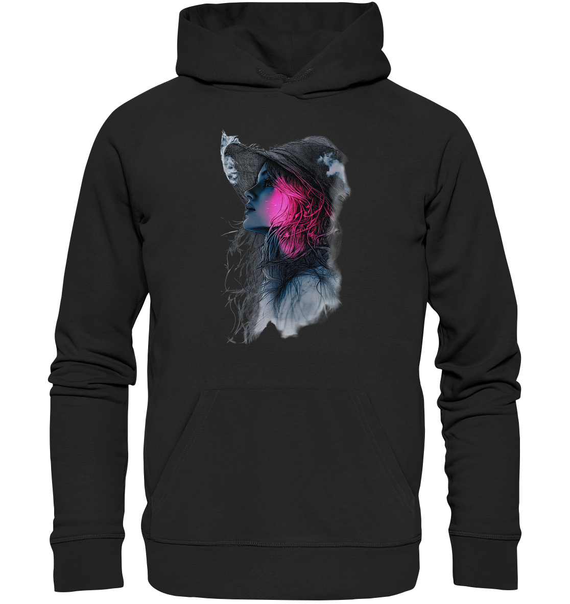 Frau (Vorderseiten Druck) - Organic Hoodie