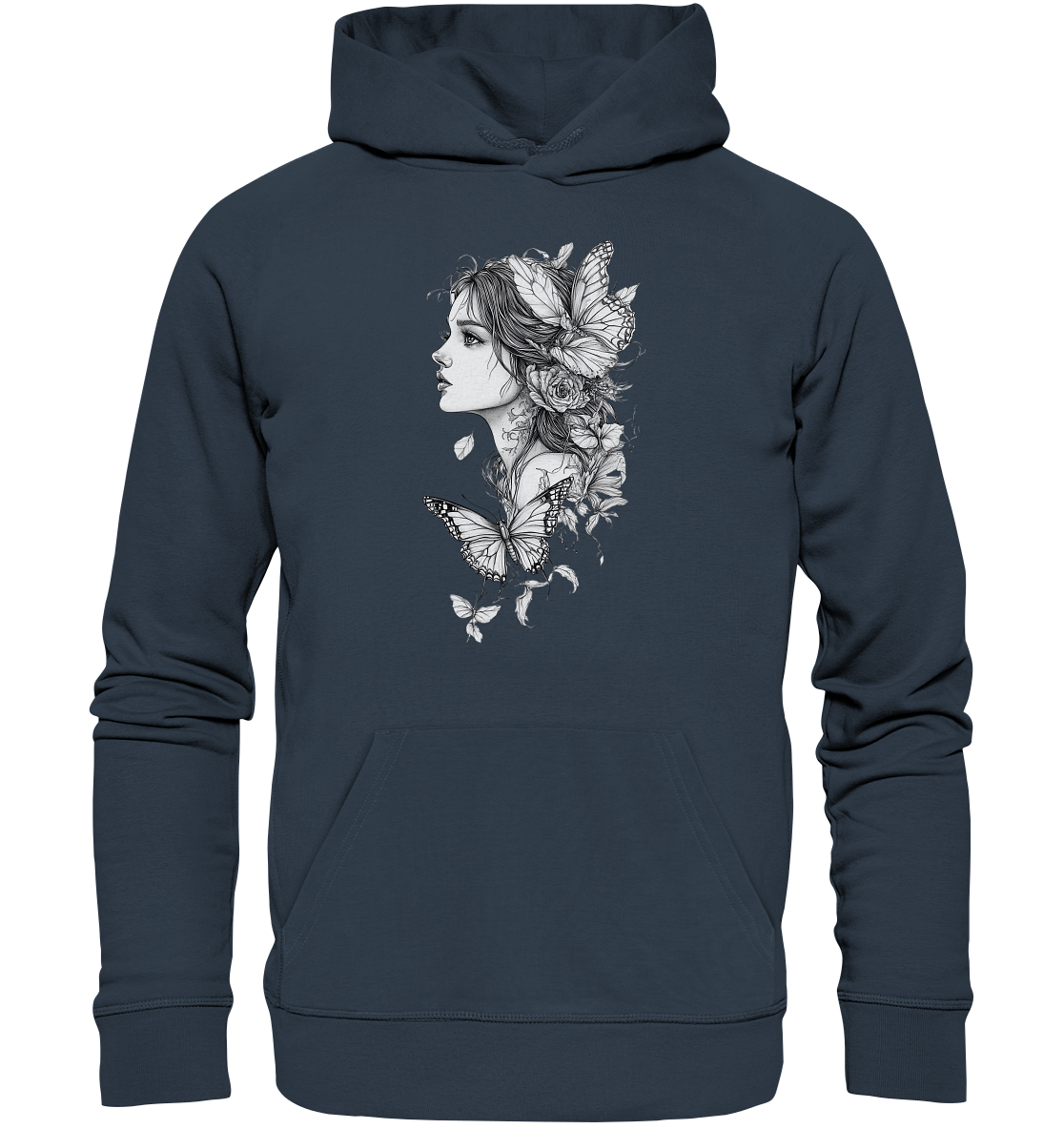 Schmetterlings Frau nur Vorderseiten Druck - Organic Hoodie