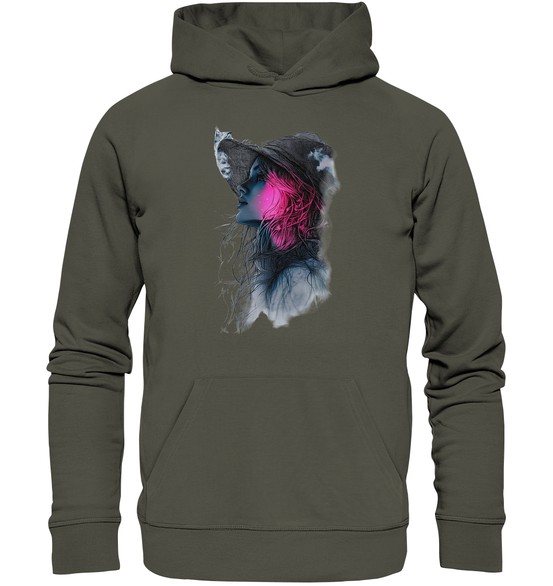 Frau (Vorderseiten Druck) - Organic Hoodie
