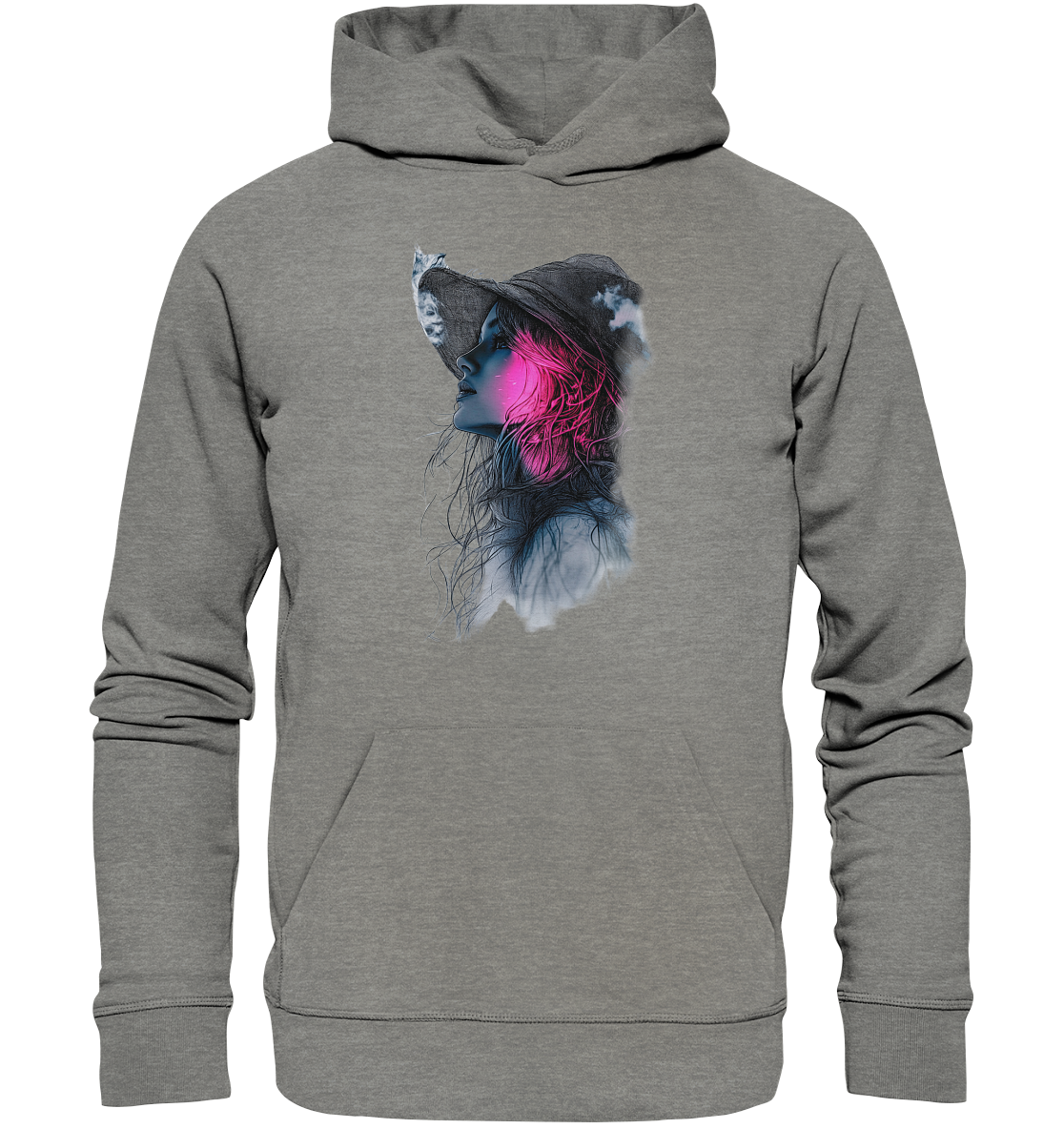 Frau (Vorderseiten Druck) - Organic Hoodie
