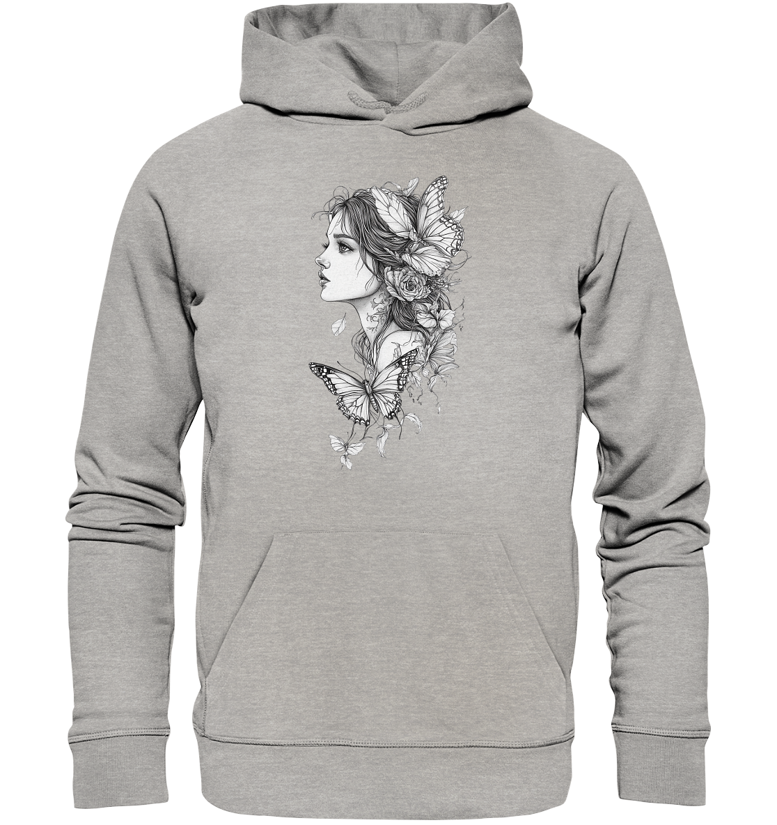 Schmetterlings Frau nur Vorderseiten Druck - Organic Hoodie