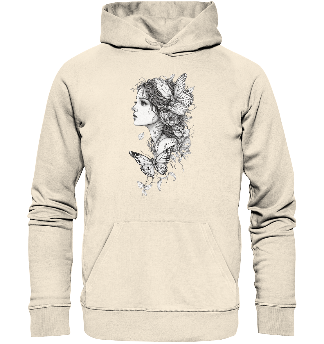 Schmetterlings Frau nur Vorderseiten Druck - Organic Hoodie