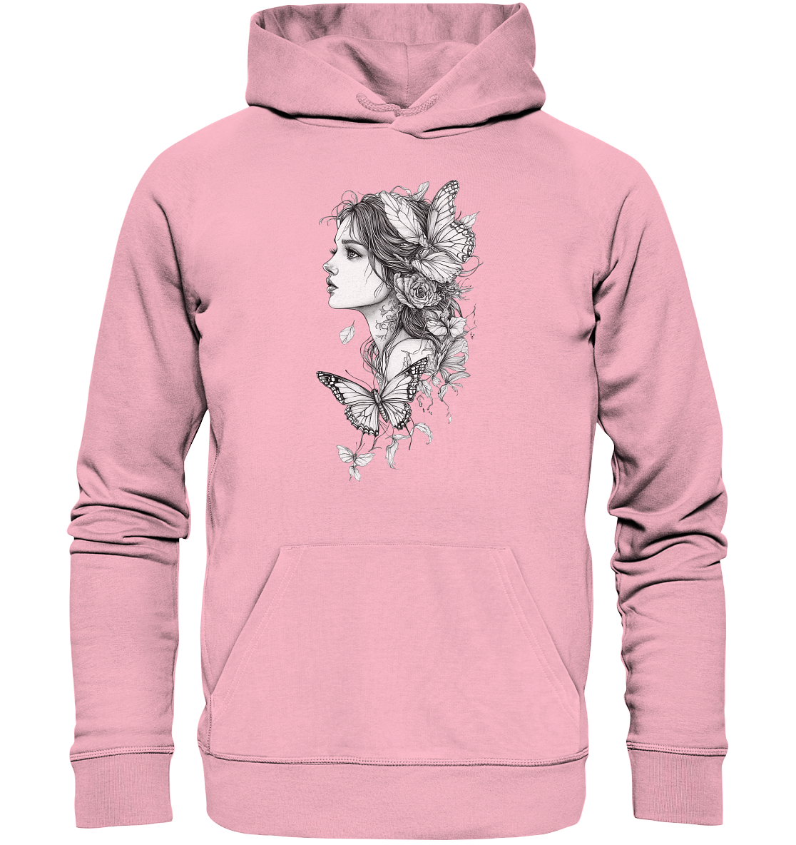 Schmetterlings Frau nur Vorderseiten Druck - Organic Hoodie