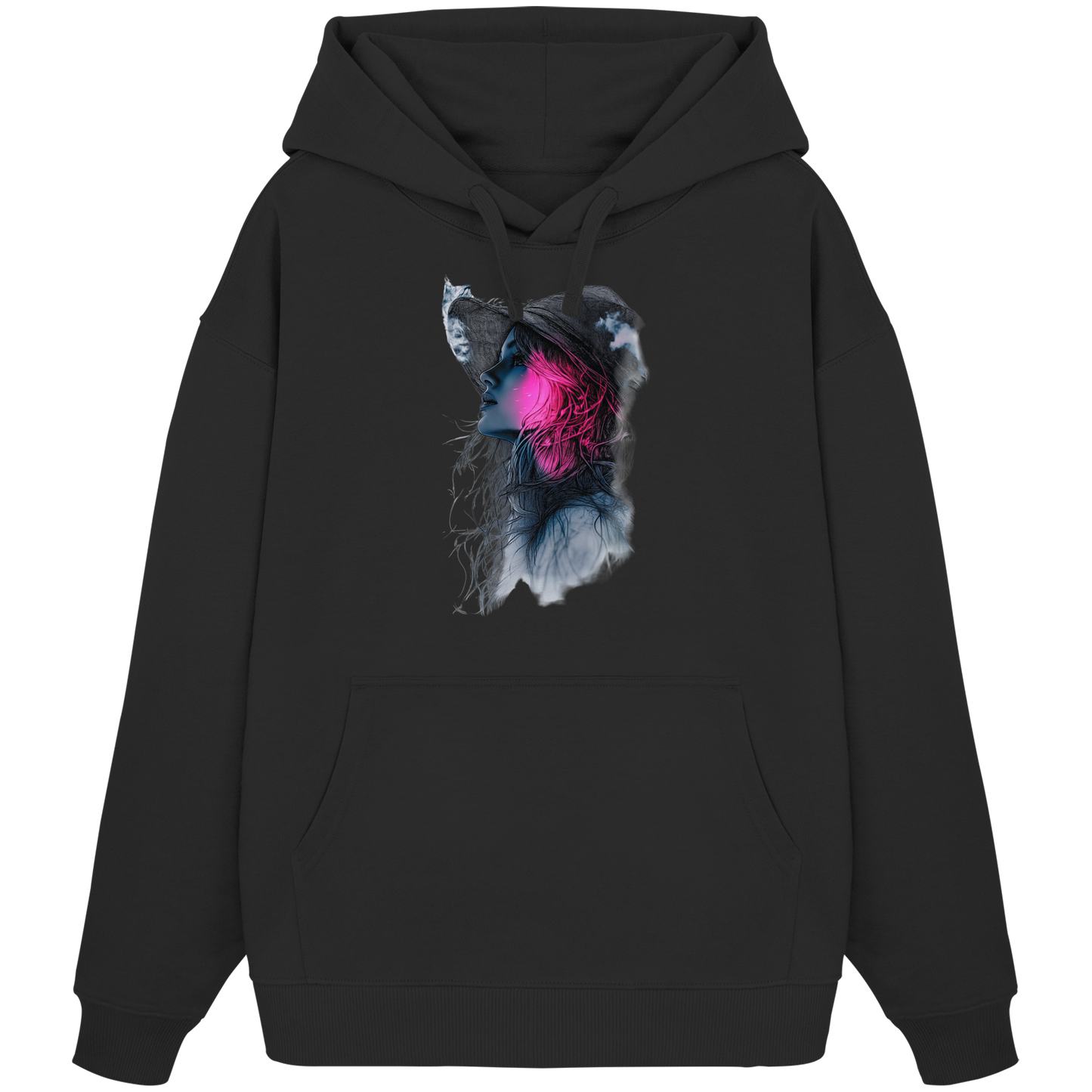 Frau (Vorderseiten Druck) - Organic Oversize Hoodie