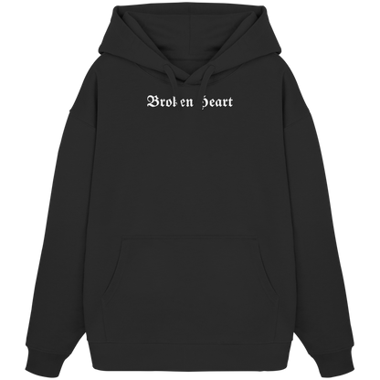 Broken Heart Black - Organic Oversize Hoodie
