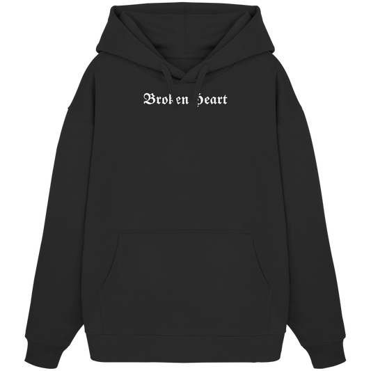 Broken Heart Black - Organic Oversize Hoodie