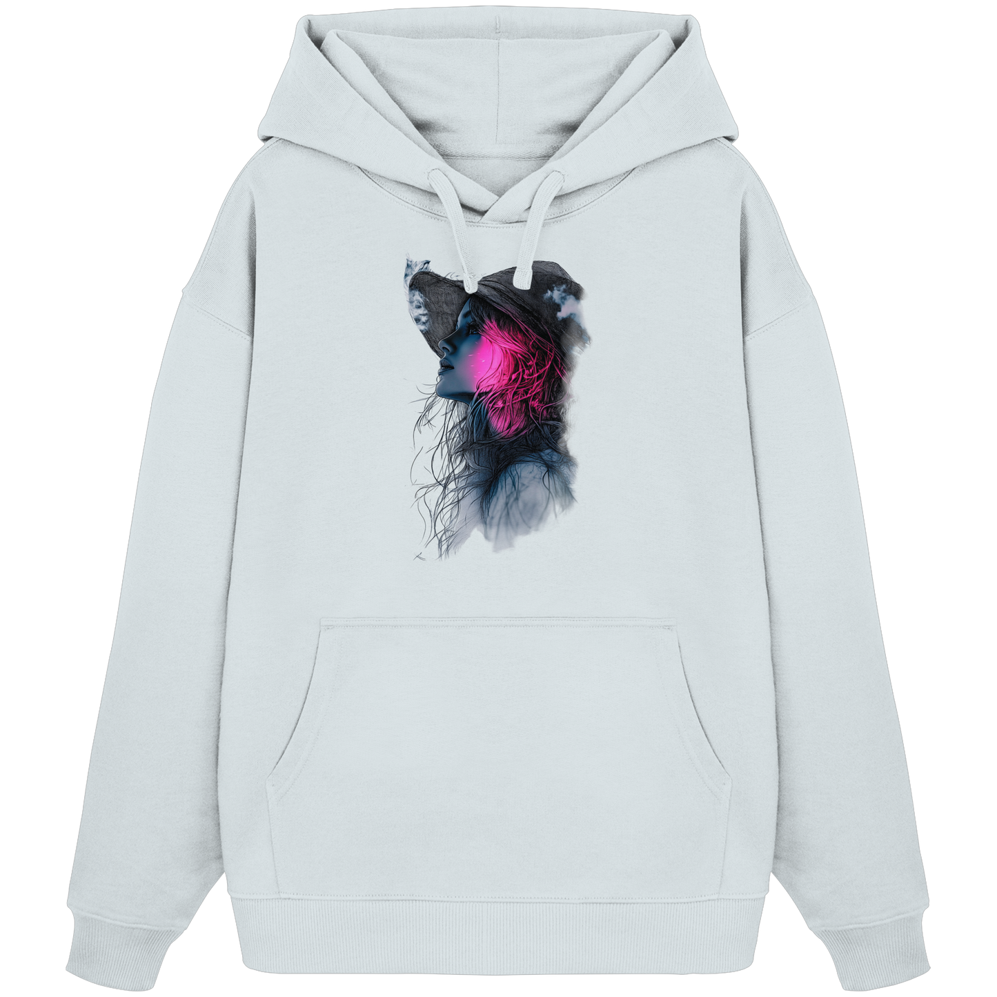 Frau (Vorderseiten Druck) - Organic Oversize Hoodie