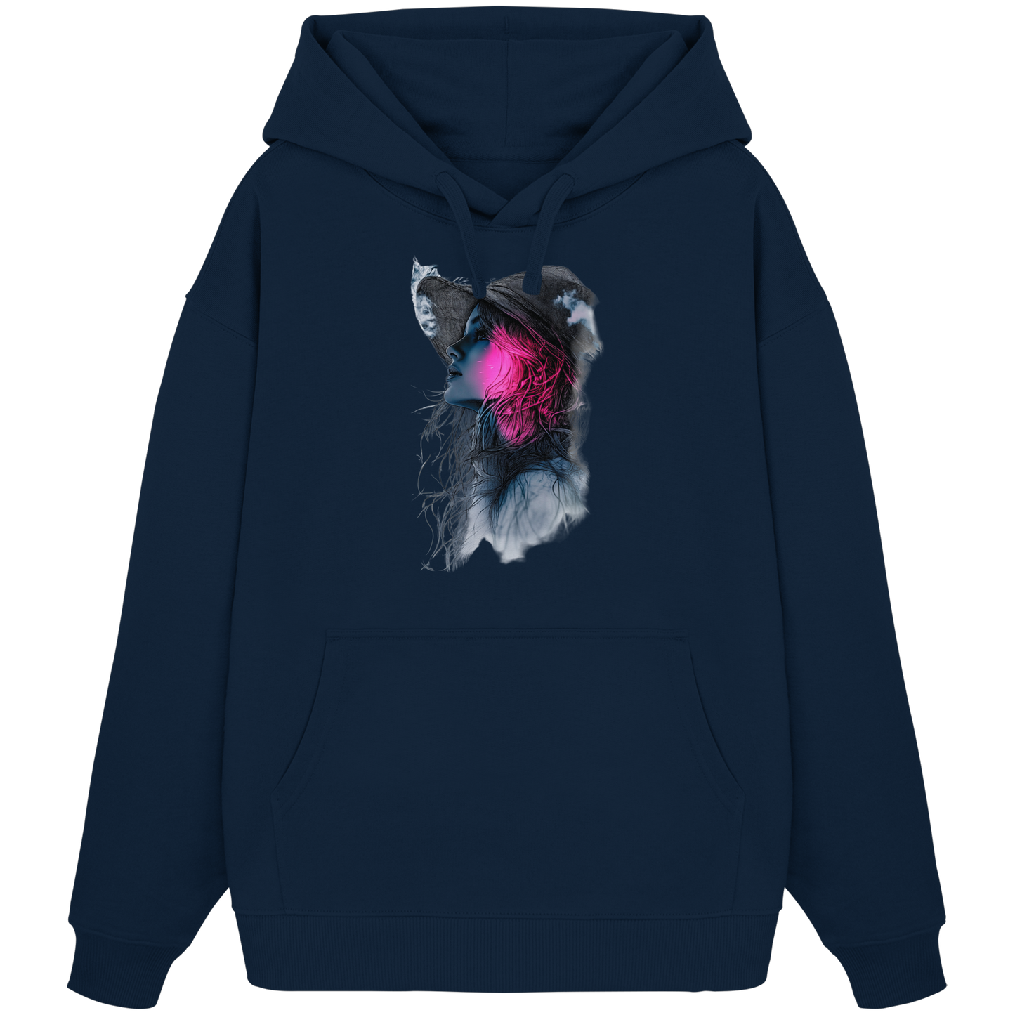 Frau (Vorderseiten Druck) - Organic Oversize Hoodie