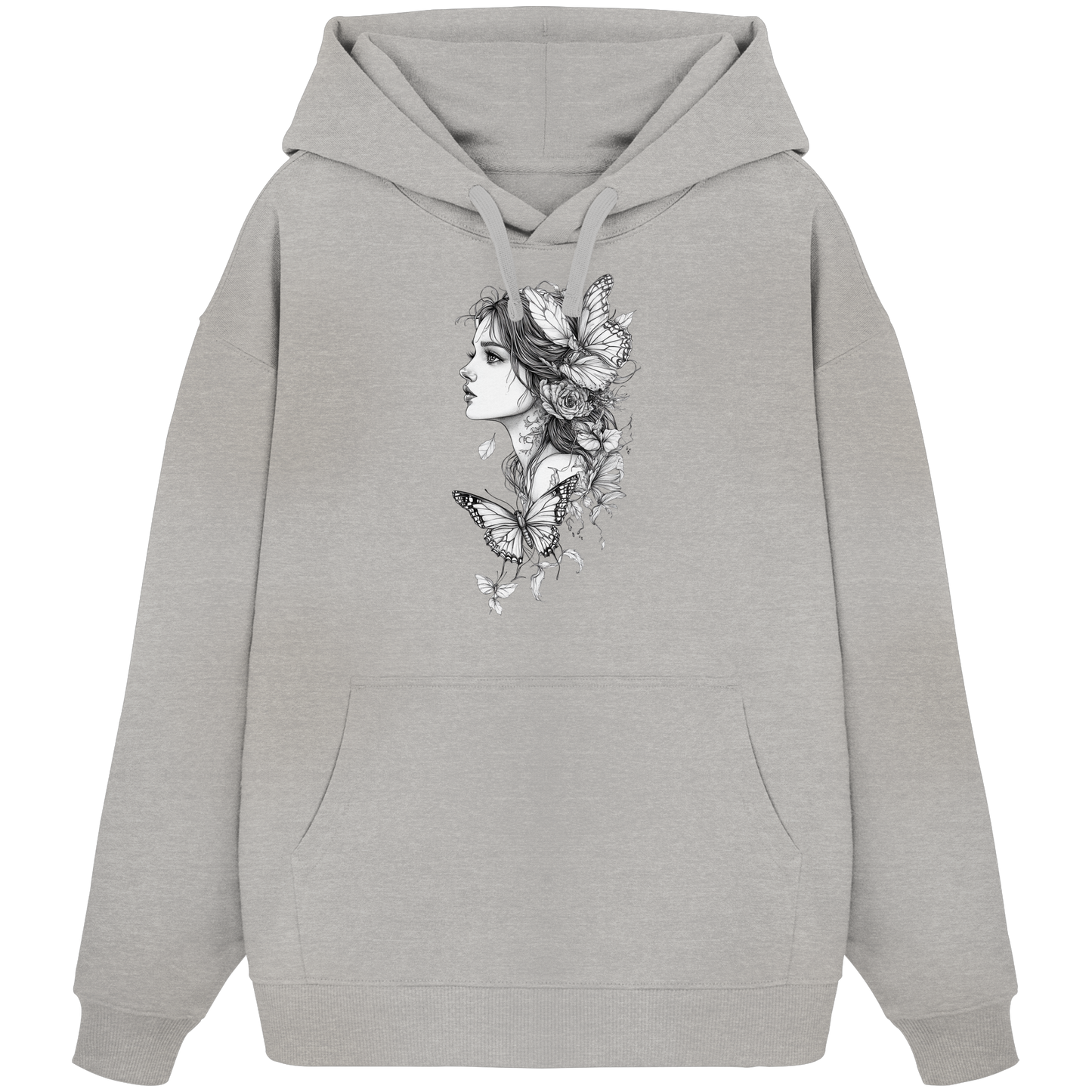 Schmetterlings Frau nur Vorderseiten Druck - Organic Oversize Hoodie