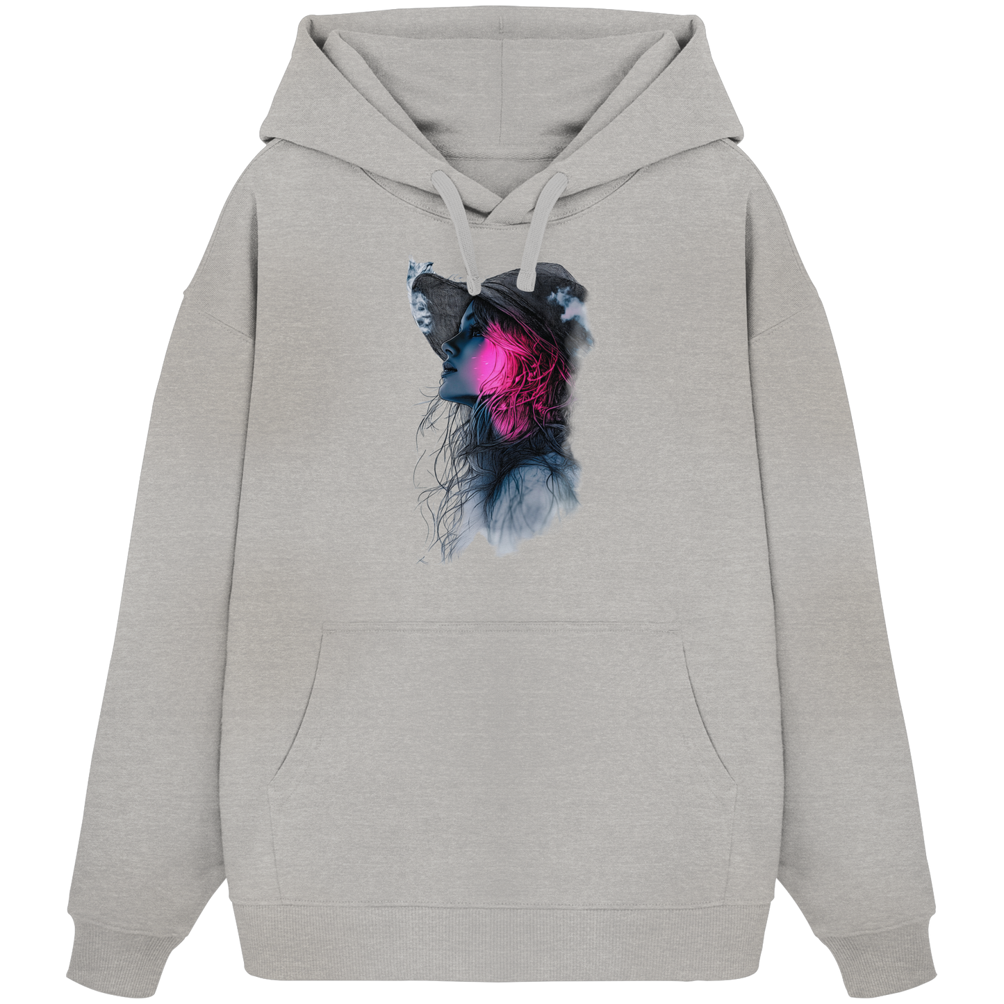 Frau (Vorderseiten Druck) - Organic Oversize Hoodie