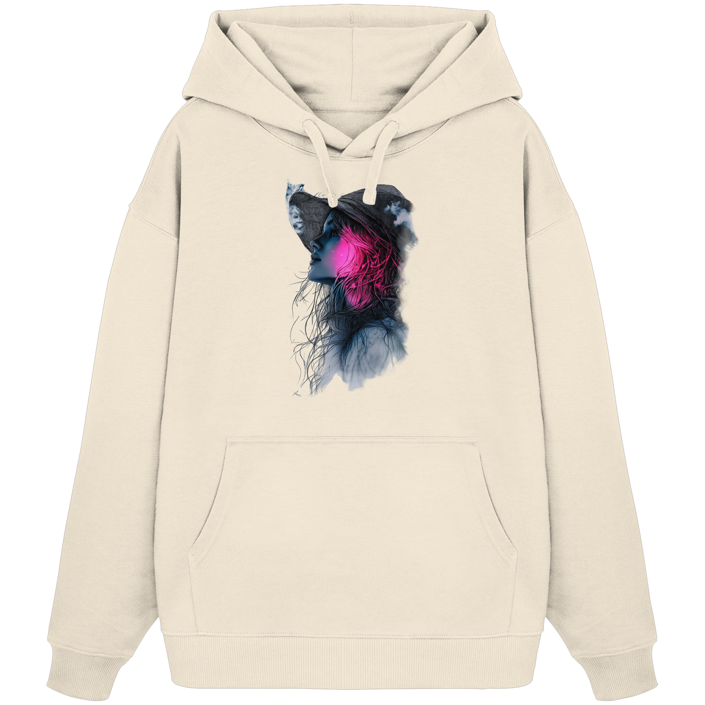 Frau (Vorderseiten Druck) - Organic Oversize Hoodie